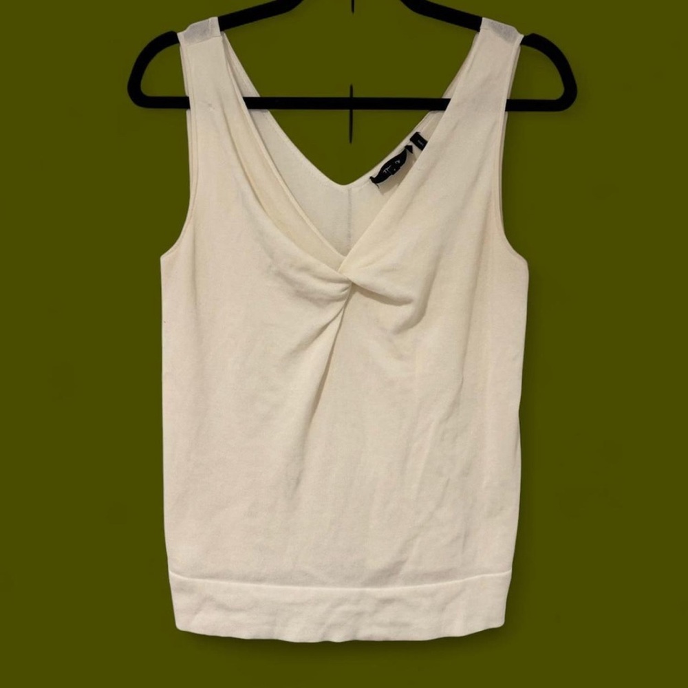 Theory Twist Front Tank Bristol Cotton Ivory Size S MSRP $115 EUC Preppy Luxury